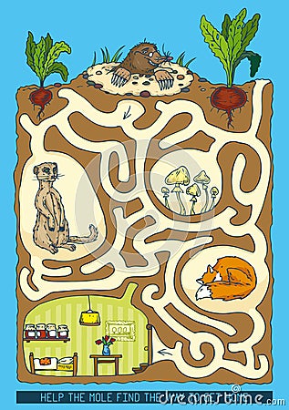 Mole Maze Game Stock Photo