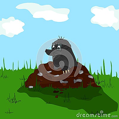 Mole on molehill Stock Photo