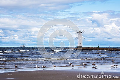 Mole in Swinemuende on the island Usedom in Poland Stock Photo