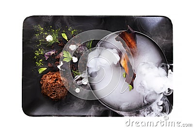 Molecular Cuisine. Culinary abstraction. Stock Photo