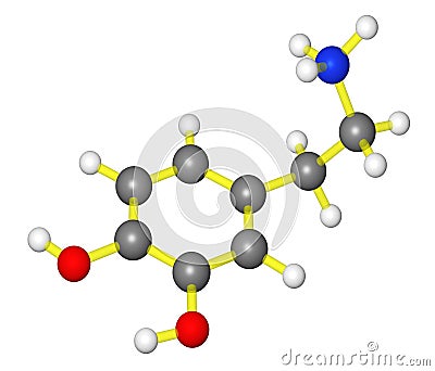 Molecular model of dopamine Stock Photo