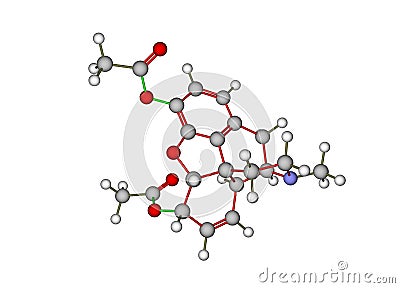 The molecular model of heroin Stock Photo