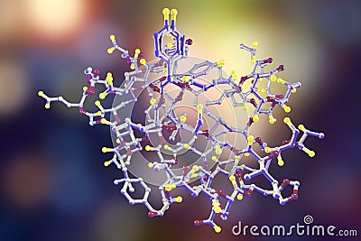 Molecular model of insulin molecule Cartoon Illustration