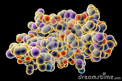 Molecular model of insulin molecule Cartoon Illustration