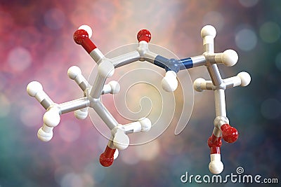 Molecular model of pantothenic acid, vitamin B5 Cartoon Illustration