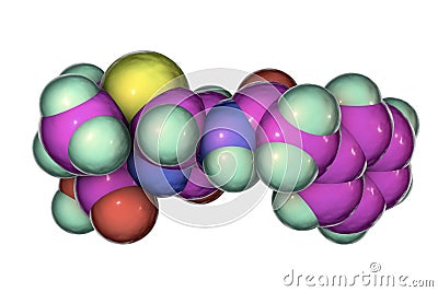 Molecule of penicillin antibiotic Cartoon Illustration