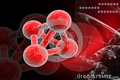 MOLECULAR MODEL in red Cartoon Illustration