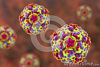 Molecular model of rhinovirus, the virus that causes common cold and rhinitis Stock Photo