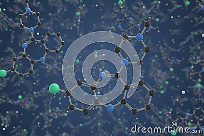 Molecule of Clozapine. Molecular model, science related 3d rendering Stock Photo