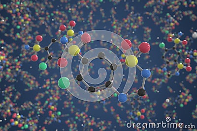 Molecule of Hydrochlorothiazide. Molecular model, science related 3d rendering Stock Photo