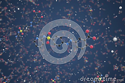 Sulfasalazine molecule. Ball-and-stick molecular model. Chemistry related 3d rendering Stock Photo