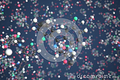 Lorazepam molecule. Conceptual molecular model. Chemical 3d rendering Stock Photo