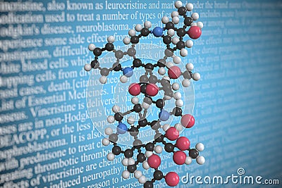 Molecular model of vincristine, 3D rendering Stock Photo