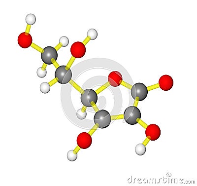 Molecular model of Vitamin C Stock Photo