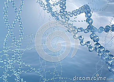 molecular structural spirals of collagen, 3d rendering, abstract atoms and molecules closeup Stock Photo