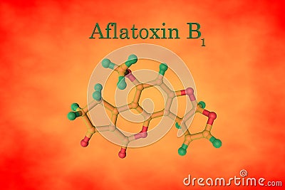 Molecular structure of aflatoxin B1, a potent hepatotoxic and carcinogenic toxin produced by fungi Aspergillus. Medical Cartoon Illustration