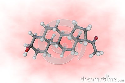 Molecular structure of allopregnannolone or brexanolone. Atoms are represented as spheres with conventional color coding Cartoon Illustration