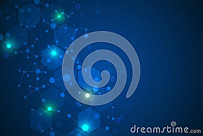 Molecular structure background. Abstract background with molecule DNA. Medical, science and technology concepts, vector Vector Illustration