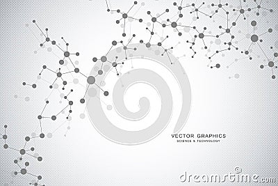 Molecular structure background. Genetic and science research. Vector Illustration