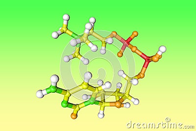 Molecular structure of citicoline on colorful background. It is a nutritional supplement and the source of cytidine and Cartoon Illustration