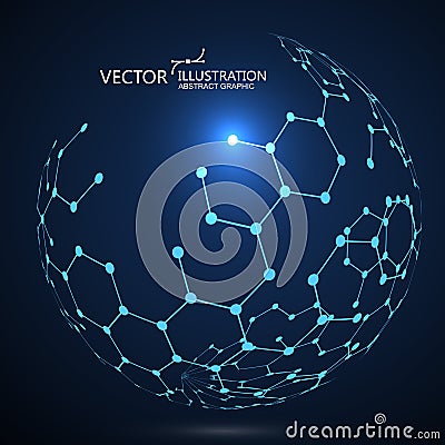 Molecular structure composed of spheres, abstract graphic design Vector Illustration