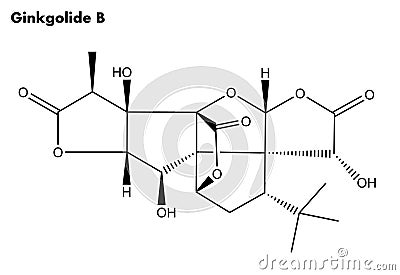 Molecular structure of Ginkgolide B (Ginkgo biloba tree) Stock Photo