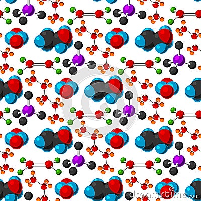 Molecular structure medical evolution life biotechnology microbiology formula seamless pattern background vector Vector Illustration