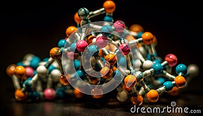 Molecular structure of medicine a blue sphere of connected molecules generated by AI Stock Photo