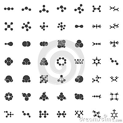 Molecular structure vector icons set Vector Illustration