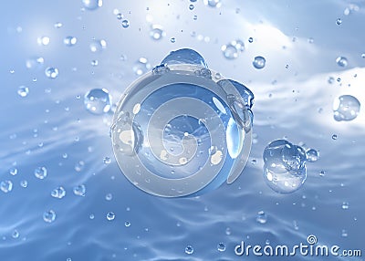 molecular structures - collagen serum water bubbles close-up 3d rendering water under a microscope Stock Photo