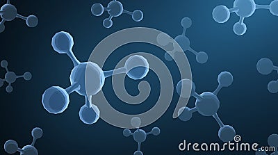 Molecule. Abstract futuristic micro molecule structure with sphere on blue background. Vector Illustration