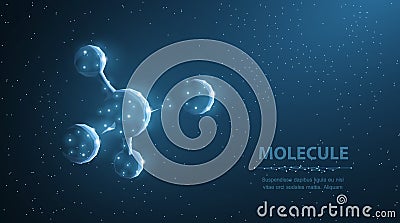 Molecule. Abstract futuristic micro molecule structure with sphere on blue background. Vector Illustration