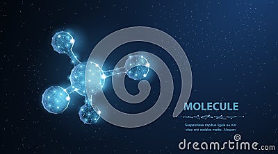 Molecule. Abstract futuristic micro molecule structure with sphere on blue background. Vector Illustration