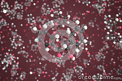 Molecule of benzoin, conceptual molecular model. Conceptual 3d rendering Stock Photo