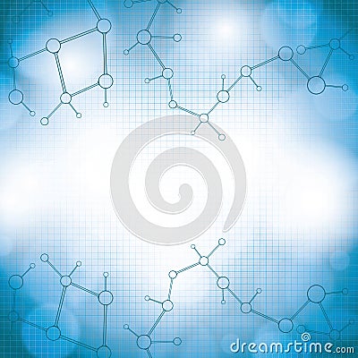 Molecule blue background Vector Illustration