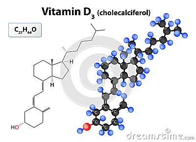 Molecule Cholecalciferol or vitamin D3 Vector Illustration