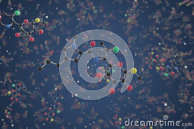 Molecule of Clindamycin. Molecular model, science related 3d rendering Stock Photo
