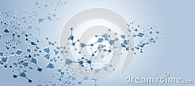 Molecule 3D illustration. Abstract molecular lattice, cellular structure. Transparent elements with a glossy effect Cartoon Illustration
