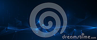 Vector digital datum, molecule background. Big Data, hi tech technology, light line design Stock Photo