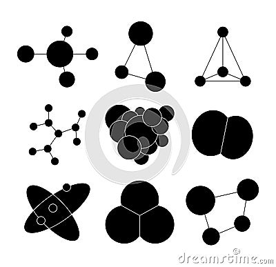 Molecule different shape. Silhouette image Vector Illustration