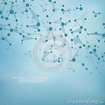 Molecule DNA and neurons vector. Molecular structure. Connected lines with dots. Genetic chemical compounds. Chemistry Vector Illustration