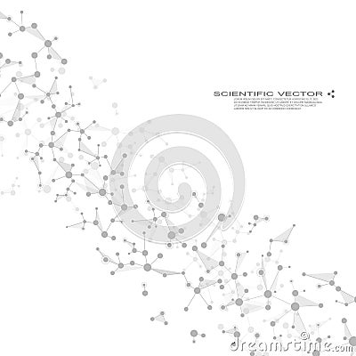 Molecule DNA and neurons vector. Molecular structure. Connected lines with dots. Genetic chemical compounds. Chemistry Vector Illustration