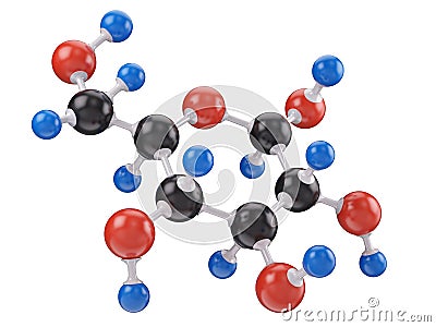 Molecule of glucose isolated on white Stock Photo