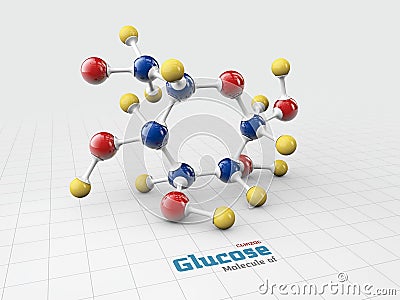 Molecule of glucose, molecular formula C6H12O6. 3d Illustration Stock Photo