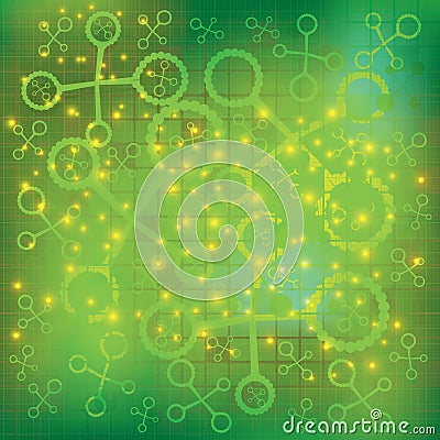 Molecule green background Vector Illustration