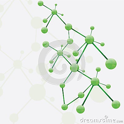 Molecule green silver background Vector Illustration