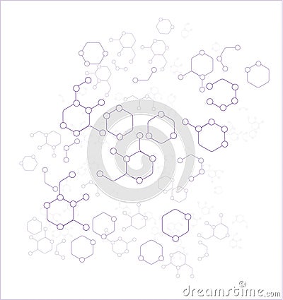 Molecule hexagon line art medical science graphics background Vector Illustration