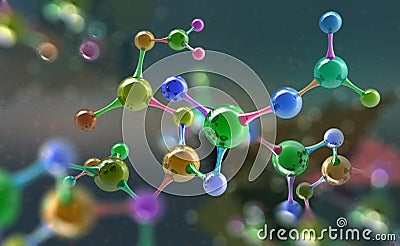 Molecule. Hi Tech technology in the field of genetic engineering. Scientific breakthrough in molecular synthesis Cartoon Illustration