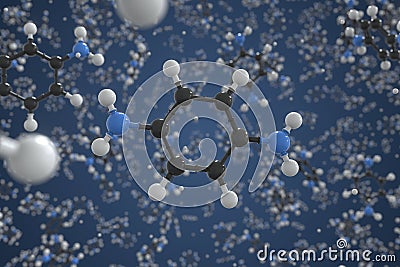 P-phenylenediamine molecule made with balls, conceptual molecular model. Chemical 3d rendering Stock Photo