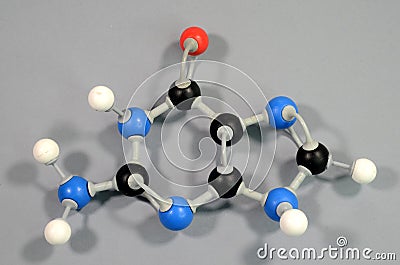 Molecule model of the DNA element Guanine Stock Photo